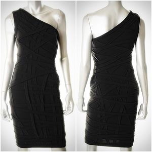 TADASHI SHOJI $328 Blk Textured One Shoulder Dress